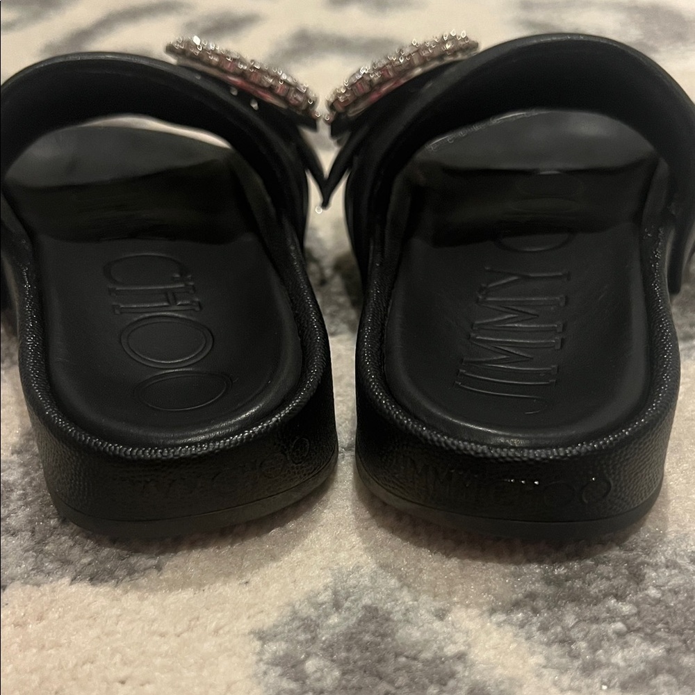 JIMMY CHOO Black Slide Sandals with Crystal Embellishment SIZE 34 - Picture 6 of 7